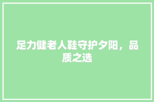 足力健老人鞋守护夕阳，品质之选  第1张