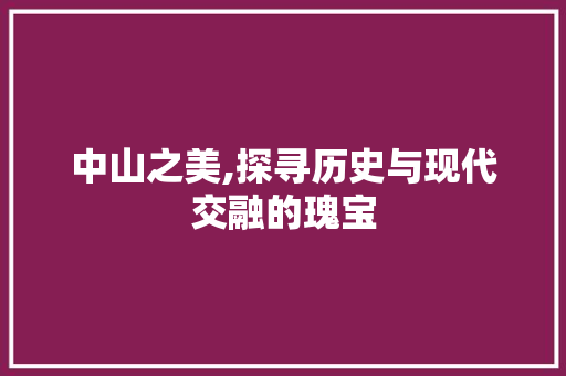 中山之美,探寻历史与现代交融的瑰宝  第1张