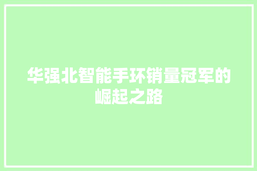 华强北智能手环销量冠军的崛起之路