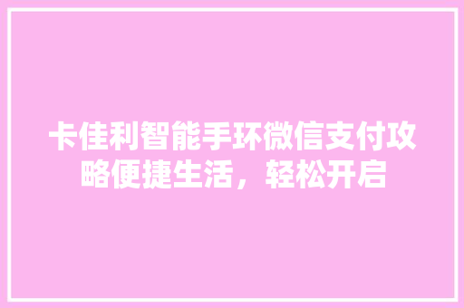 卡佳利智能手环微信支付攻略便捷生活，轻松开启