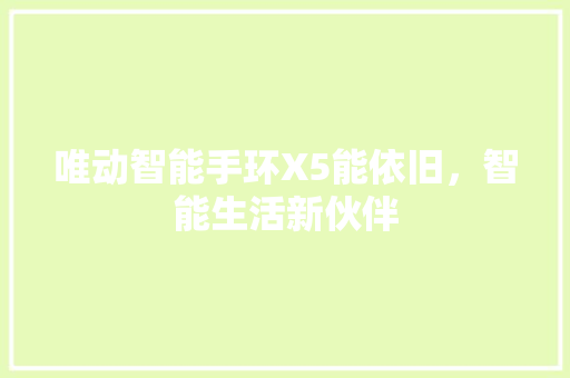 唯动智能手环X5能依旧，智能生活新伙伴