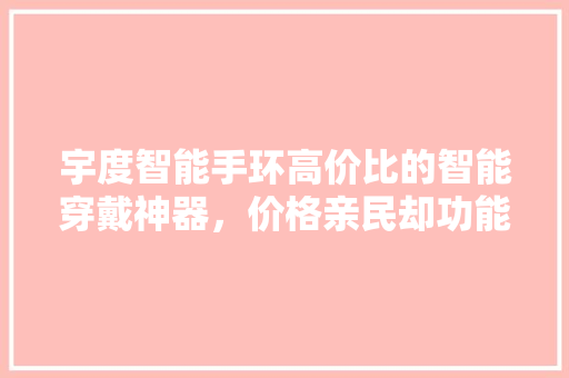 宇度智能手环高价比的智能穿戴神器，价格亲民却功能强大