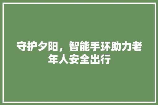 守护夕阳，智能手环助力老年人安全出行