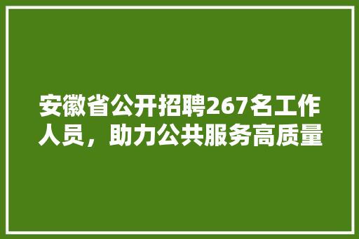 安徽省公开招聘267名工作人员，助力公共服务高质量发展