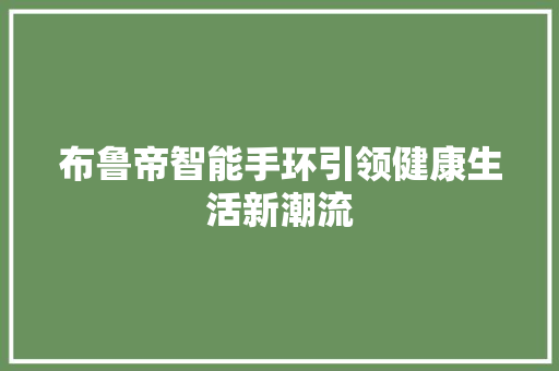 布鲁帝智能手环引领健康生活新潮流  第1张