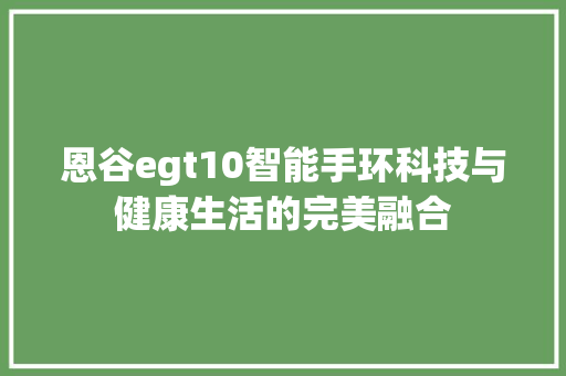 恩谷egt10智能手环科技与健康生活的完美融合