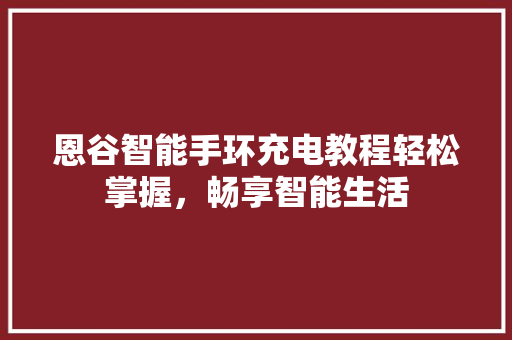 恩谷智能手环充电教程轻松掌握，畅享智能生活