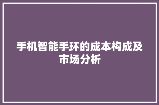 手机智能手环的成本构成及市场分析