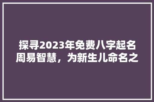 探寻2023年免费八字起名周易智慧，为新生儿命名之路