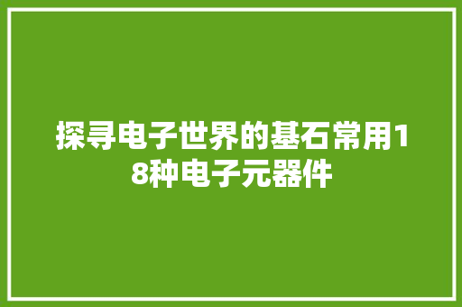 探寻电子世界的基石常用18种电子元器件