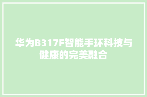 华为B317F智能手环科技与健康的完美融合