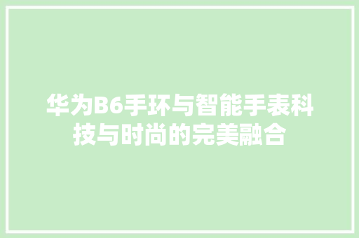 华为B6手环与智能手表科技与时尚的完美融合  第1张