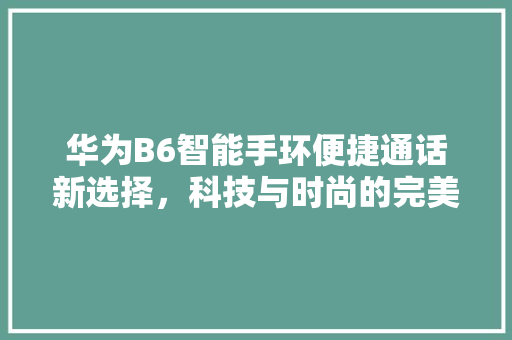 华为B6智能手环便捷通话新选择，科技与时尚的完美融合