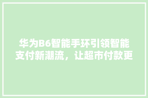华为B6智能手环引领智能支付新潮流，让超市付款更加便捷  第1张