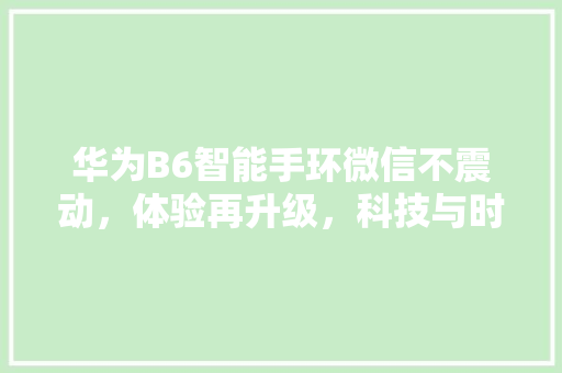 华为B6智能手环微信不震动，体验再升级，科技与时尚的完美融合