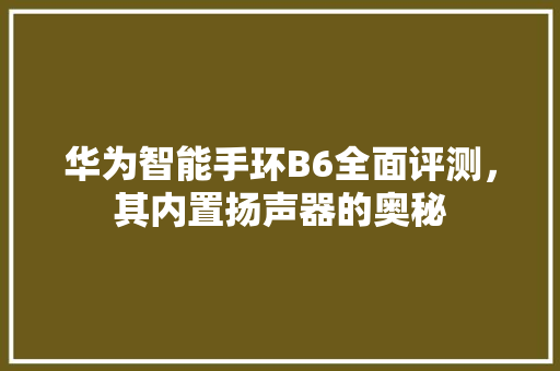 华为智能手环B6全面评测，其内置扬声器的奥秘  第1张