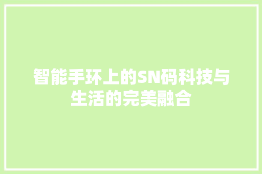 智能手环上的SN码科技与生活的完美融合