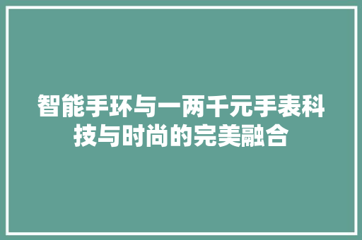 智能手环与一两千元手表科技与时尚的完美融合