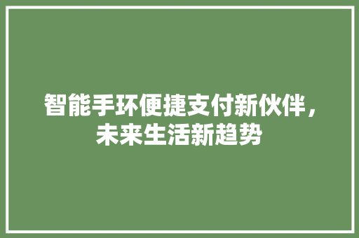 智能手环便捷支付新伙伴，未来生活新趋势