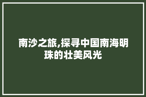 南沙之旅,探寻中国南海明珠的壮美风光