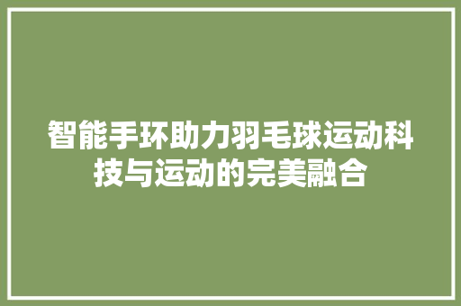 智能手环助力羽毛球运动科技与运动的完美融合