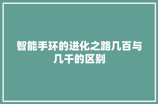 智能手环的进化之路几百与几千的区别