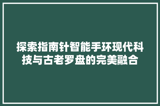 探索指南针智能手环现代科技与古老罗盘的完美融合  第1张