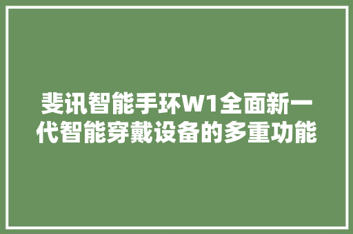 斐讯智能手环W1全面新一代智能穿戴设备的多重功能与便捷体验