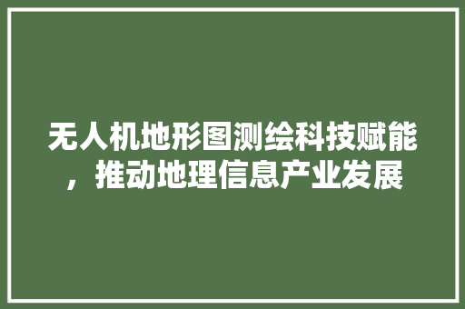 无人机地形图测绘科技赋能，推动地理信息产业发展
