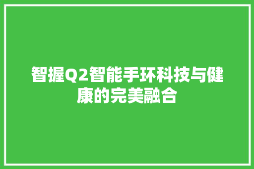 智握Q2智能手环科技与健康的完美融合