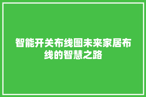 智能开关布线图未来家居布线的智慧之路