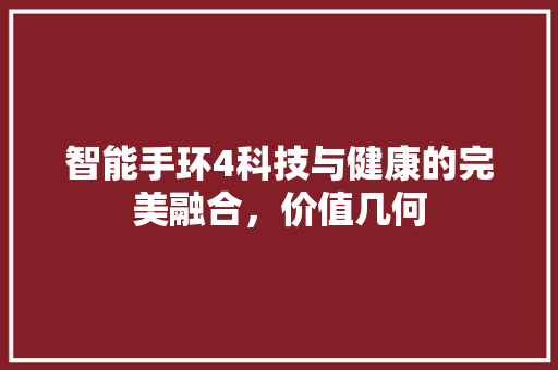 智能手环4科技与健康的完美融合，价值几何