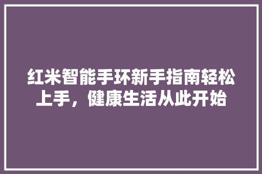 红米智能手环新手指南轻松上手，健康生活从此开始
