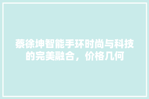蔡徐坤智能手环时尚与科技的完美融合，价格几何
