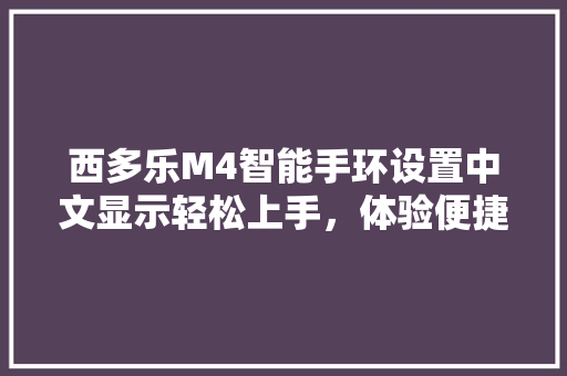 西多乐M4智能手环设置中文显示轻松上手，体验便捷生活