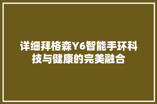 详细拜格森Y6智能手环科技与健康的完美融合