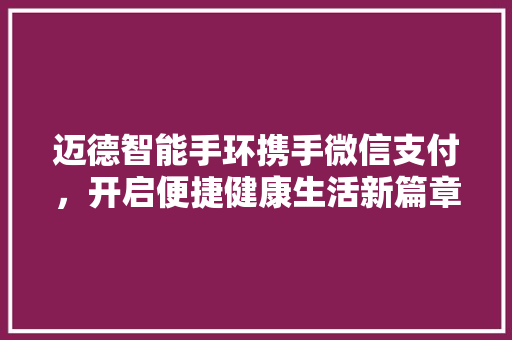 迈德智能手环携手微信支付，开启便捷健康生活新篇章  第1张