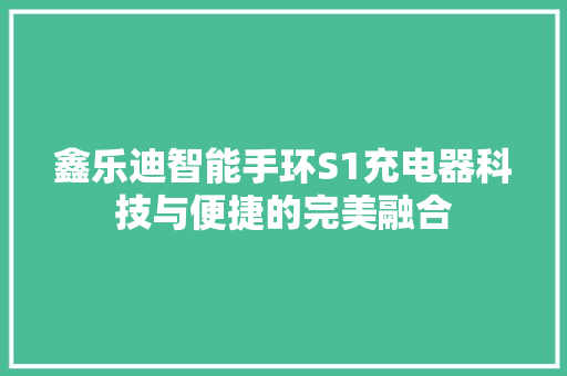 鑫乐迪智能手环S1充电器科技与便捷的完美融合