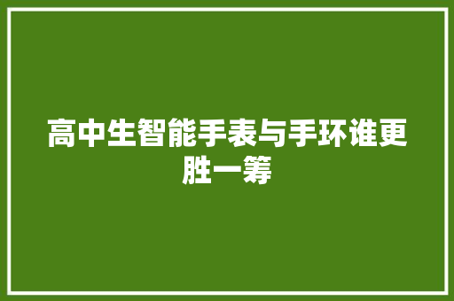 高中生智能手表与手环谁更胜一筹