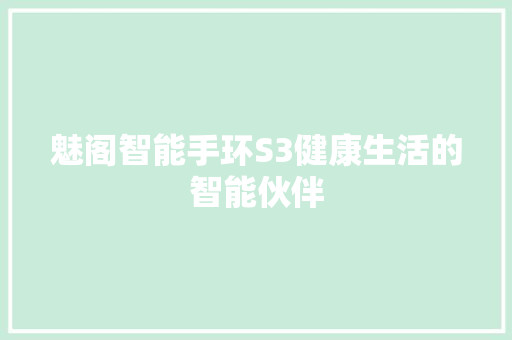 魅阁智能手环S3健康生活的智能伙伴