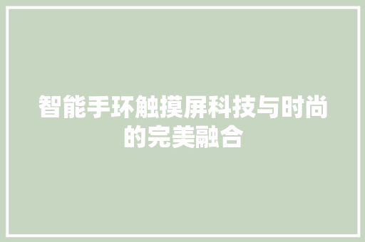 智能手环触摸屏科技与时尚的完美融合