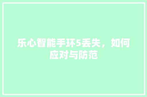 乐心智能手环5丢失，如何应对与防范