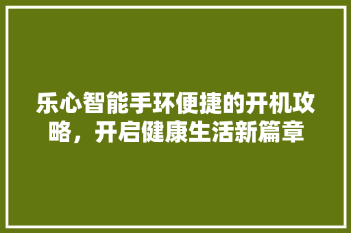 乐心智能手环便捷的开机攻略，开启健康生活新篇章