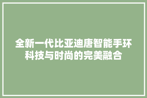全新一代比亚迪唐智能手环科技与时尚的完美融合