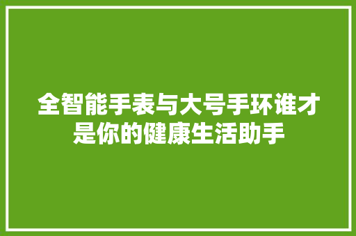 全智能手表与大号手环谁才是你的健康生活助手