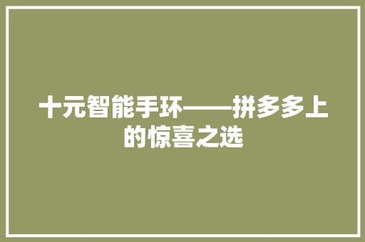 十元智能手环——拼多多上的惊喜之选