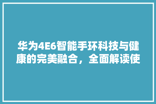 华为4E6智能手环科技与健康的完美融合，全面解读使用指南  第1张