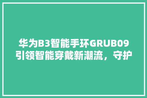 华为B3智能手环GRUB09引领智能穿戴新潮流，守护健康生活