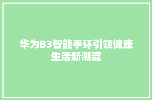 华为B3智能手环引领健康生活新潮流