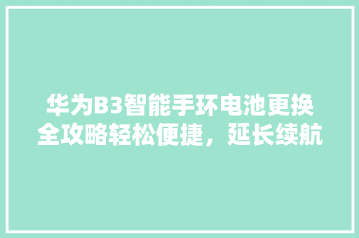 华为B3智能手环电池更换全攻略轻松便捷，延长续航  第1张